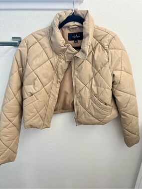 Tea Collection Beige Quilted Cropped Puffer Jacket